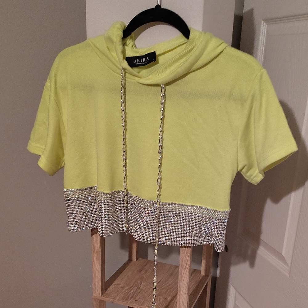 AKIRA Kids Bright Yellow Hoodie with Sparkling Silver Trim
